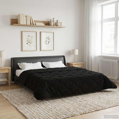 Zimowa Kołdra Czarny 200 x 200 cm Mikrofibra i Fleece Teddy