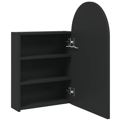 Szafka łazienkowa z lustrem i LED, łukowa, czarna, 42x13x70 cm