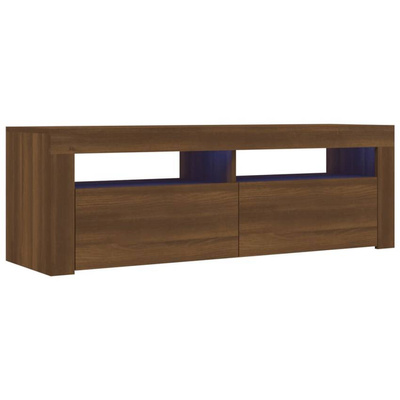 vidaXL Szafka pod TV z oświetleniem LED, brązowy dąb, 120x35x40 cm model standard