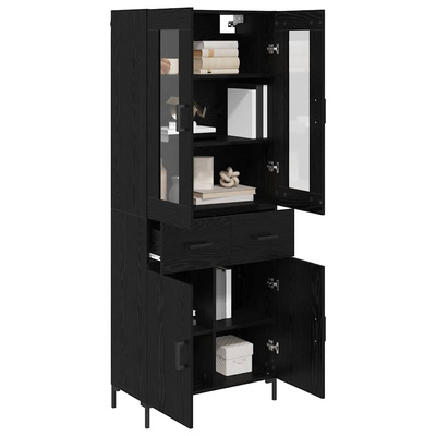 Highboard 2 szt. Czarny Dąb 69,5 x 34 x 180 cm
