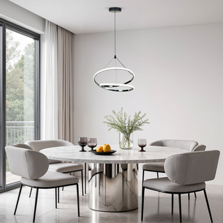 LOCO lampa wisząca czarny+chromowy 30W LED 3000, 4000, 6000K osłonka biała