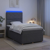 Łóżko z box spring LED z materacem ciemnoszary 120 x 200 cm