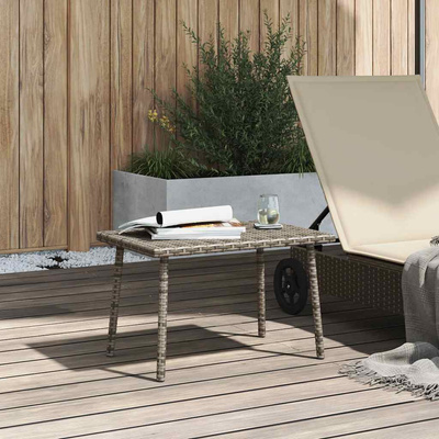 Stolik kawowy ogrodowy prostokątny szary 60x40x37 cm polirattan