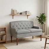 Sofa dwuosobowa z guzikowym pikowaniem jasnoszary Welur