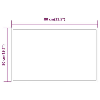 vidaXL Lustro łazienkowe z LED, 80x50 cm