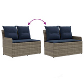 2 szt. Sofa ogrodowa z podłokietnikami i sofą narożną Rattan PE