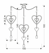 Trio hhh p lampa wisząca czarny 3x20W E27 iq kids biały+różowy+szary