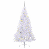 Sztuczna choinka z 300 diodami LED Biały 210 cm PVC i stal