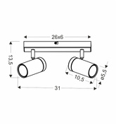 LAGOS LAMPA SUFITOWA CZARNY 2X15 GU10 KLOSZ CZARNY+DREWNIANY