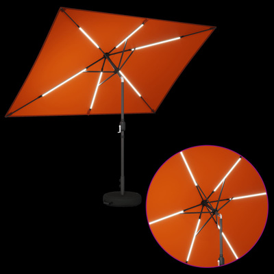 Parasol ogrodowy z oświetleniem LED i podstawą 200 x 300 cm