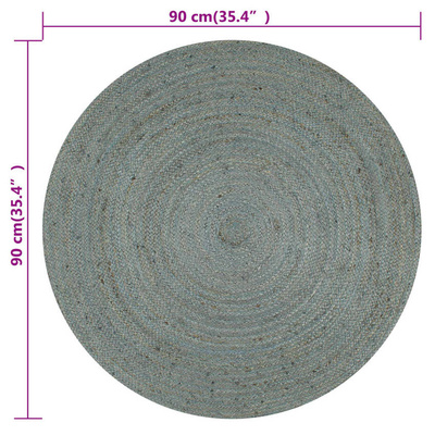 vidaXL Ręcznie wykonany dywan z juty, okrągły, 90 cm, oliwkowozielony