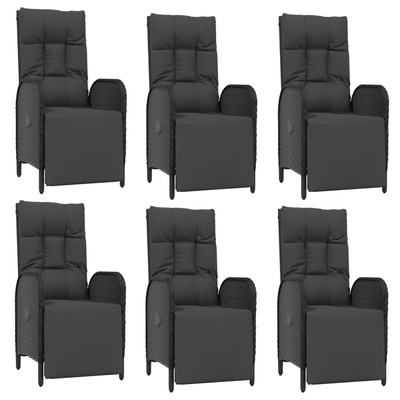 7-cz. zestaw mebli ogrodowych, poduszki, czarno-szary rattan PE