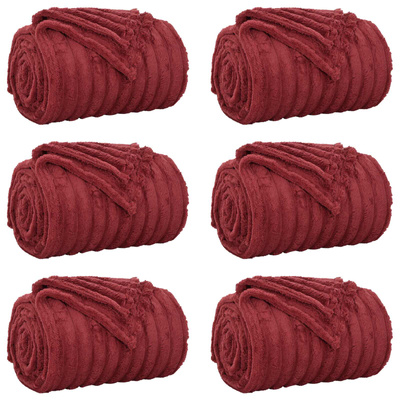 Koce narzutowe 6 pcs Bordeaux Czerwony 240 x 220 cm Polar