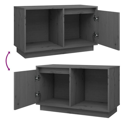 vidaXL Szafka pod TV, szara, 74x35x44 cm, lite drewno sosnowe