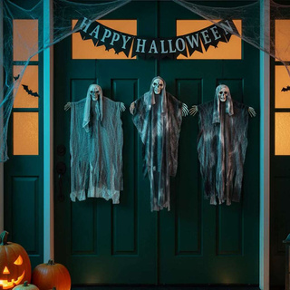 Zawieszany Duch Halloween 3 pcs Czarny 66 x 110 cm Poliester