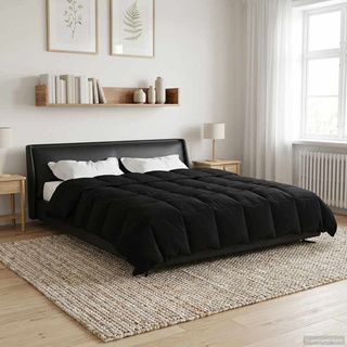 Letni Kołdra Kwiłtowany Czarny 200 x 220 cm Mikrofibra
