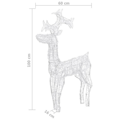 Świąteczna dekoracja, renifer, 90 diod LED, 60x16x100 cm, akryl vidaXL