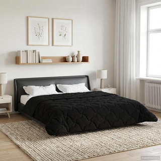 Zimowa Kołdra Czarny 200 x 240 cm Mikrofibra i Fleece Teddy