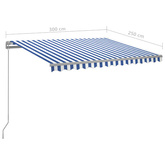 Ręcznie zwijana markiza z LED, 300 x 250 cm, niebiesko-biała vidaXL