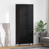 Highboard Czarny Dąb 69,5 x 34 x 180 cm Drewno inżynieryjne