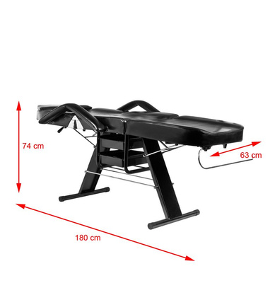 Fotel kosmetyczny A202 z kuwetami czarny 100713