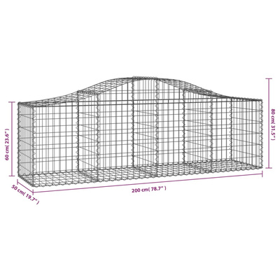 Kosze gabionowe, 18 szt, 200x50x60/80 cm, galwanizowane żelazo