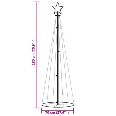 vidaXL Choinka stożkowa, 108 niebieskich diod LED, 70x180 cm