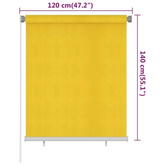vidaXL Roleta zewnętrzna, 120x140 cm, żółta, HDPE