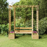 z ławką i donicami, impregnowane drewno sosnowe Pergola