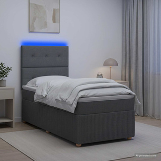 Łóżko z box spring LED z materacem ciemnoszary 100 x 200 cm