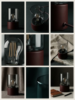 Elegancka lampka na konsolę – burgund, grafit K-6052 z serii DEX