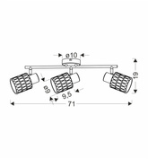 Bill Lampa Sufitowa Listwa Czarny 3X40W E27 Klosz Dymiony