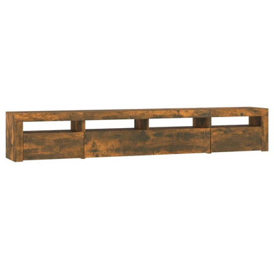 vidaXL Szafka pod TV z oświetleniem LED, przydymiony dąb, 240x35x40 cm
