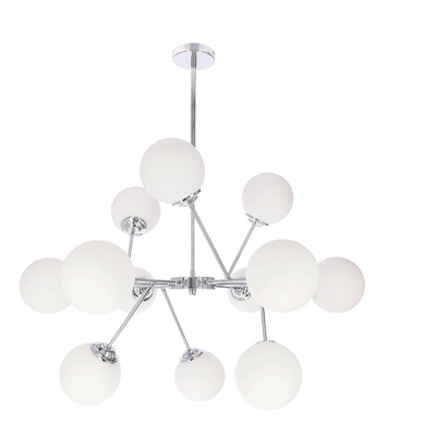 BELWEDER lampa wisząca chromowy 12x40W E14 klosz biały  30-39828