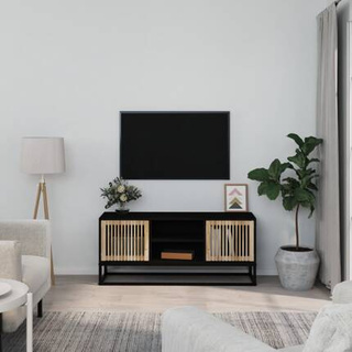 vidaXL Szafka pod TV, czarna, 105x30x45 cm, materiał drewnopochodny
