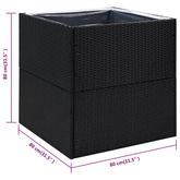 Donica ogrodowa, czarna, 80x80x80 cm, rattan PE