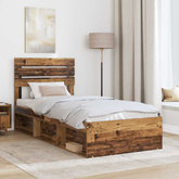 Ramka łóżka Stare drewno 75 x 190 cm Lite drewno sosnowe