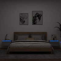 Wiszące szafki nocne z LED, 2 szt., szary dąb sonoma vidaXL