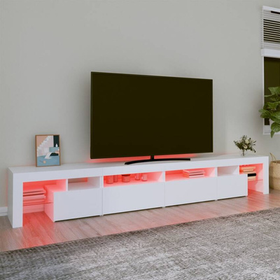 vidaXL Szafka pod TV z oświetleniem LED, biała, 260x36,5x40 cm