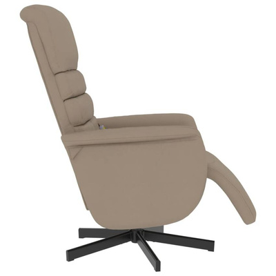 vidaXL Rozkładany fotel masujący z podnóżkiem, cappuccino, ekoskóra model standard