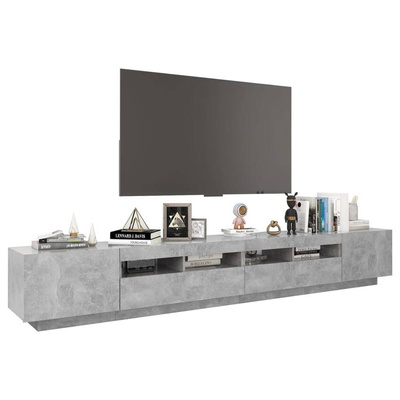 vidaXL Szafka pod TV z oświetleniem LED, szarość betonu, 260x35x40 cm