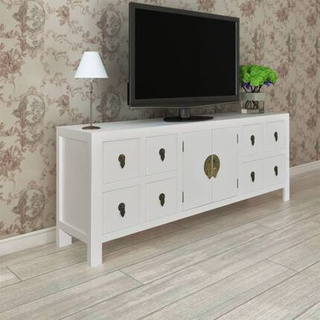 vidaXL Szafka pod TV, biała, 110x24x48 cm, materiał drewnopochodny