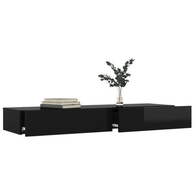 vidaXL Szafka pod TV z LED, czarna z połyskiem, 120x35x15,5 cm