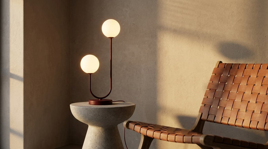 Lampka nocna w kolorze burgundowym, białe klosze K-6022 z serii BALU