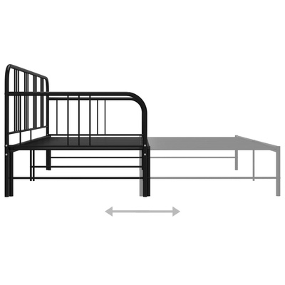 z wysuwaną ramą łóżka, czarna, metalowa, 90x200 cm Sofa