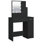 vidaXL Toaletka z oświetleniem LED, czarna, 86,5x35x136 cm
