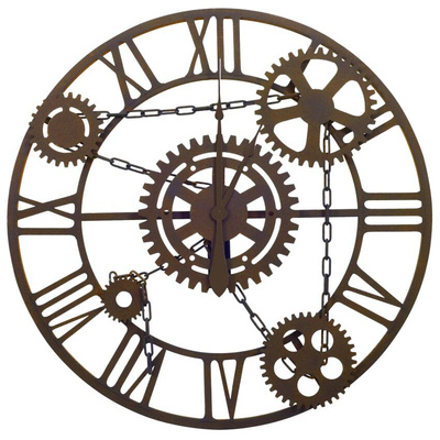 vidaXL Zegar ścienny, brązowy, 80 cm, metal