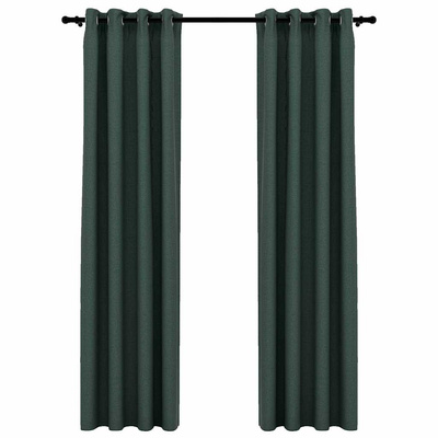 Zasłony stylizowane na lniane, 2 szt., zielone, 140x245 cm