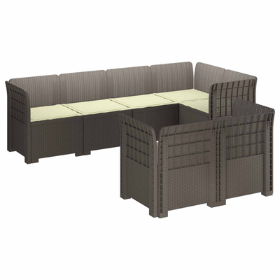 Sofa ogrodowa 7-osobowa z poduszkami w wyglądzie rattanowym PP
