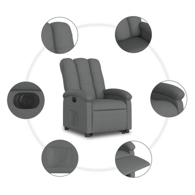 vidaXL Podnoszony fotel masujący, elektryczny, rozkładany, ciemnoszary wariant 16